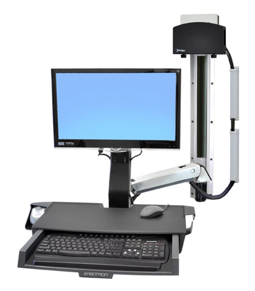 Ergotron Styleview Sit-Stand Combo System With Worksurface And Small Black CPU Holder