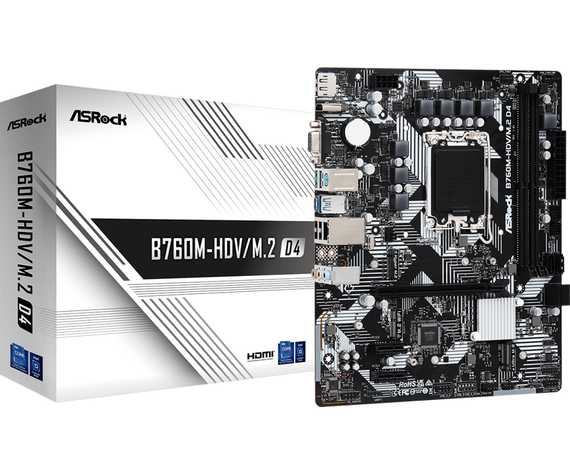 ASRock B760M-HDV/M.2 D4 Intel B760 LGA 1700 mikro ATX LGA 1700 Micro-ATX Emolevyt