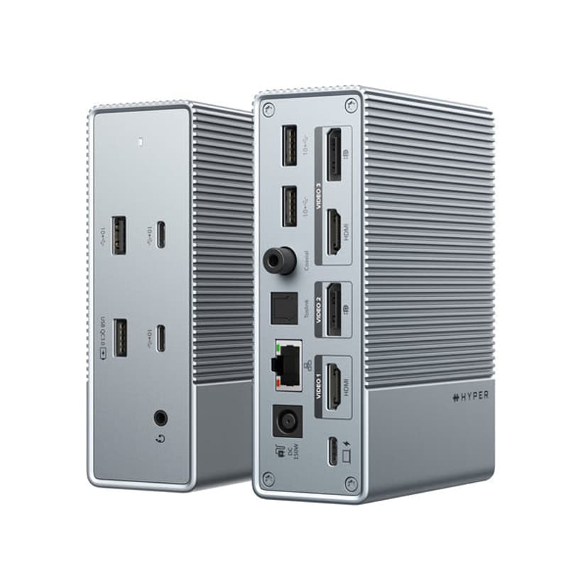 Hyper Targus HDG215-EUZ gränssnittshubbar USB 3.2 Gen 2 (3.1 Gen 2) Type-C Silver USB 3.2 Gen 2 (3.1 Gen 2) Type-C 3,5mm, DisplayPort, HDMI, RJ-45, USB 3.2 Gen 2 (3.1 Gen 2) Type-A, USB 3.2 Gen 2 (3.1 Gen 2) Type-C