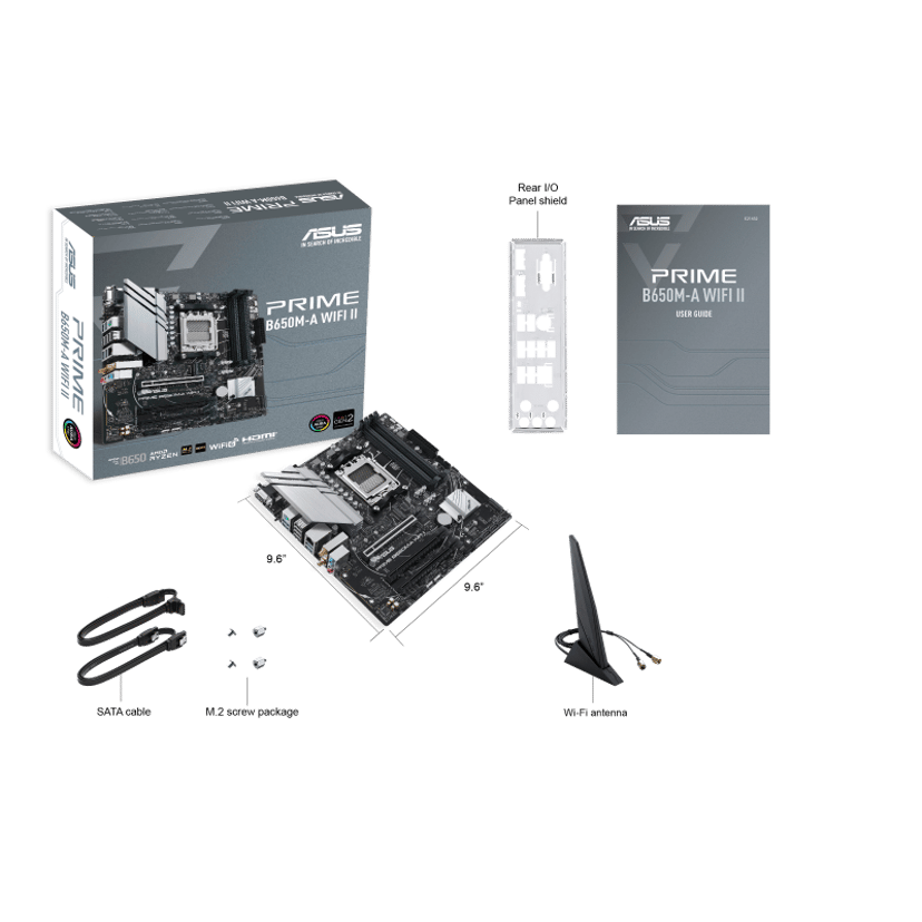ASUS PRIME B650M-A WIFI II AMD B650 Sokkel AM5 micro ATX Socket AM5 micro ATX Bundkort