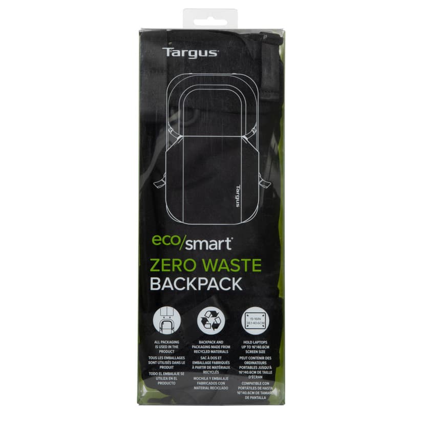 Targus Zero Waste rugzak Casual rugzak Zwart Gerecycleerd plastic 15.6" Zwart