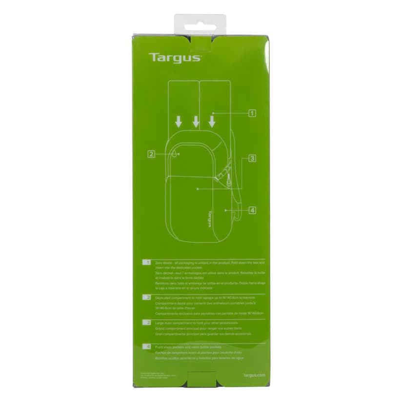 Targus Zero Waste rugzak Casual rugzak Zwart Gerecycleerd plastic 15.6" Zwart