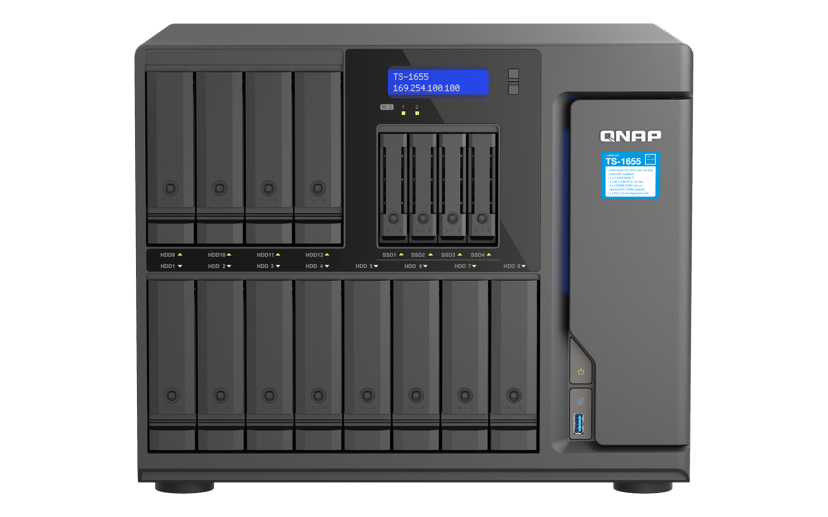 QNAP TS-1655 NAS Tower Intel Atom® C5125 8 GB DDR4 0 TB QNAP Turbo System Svart
