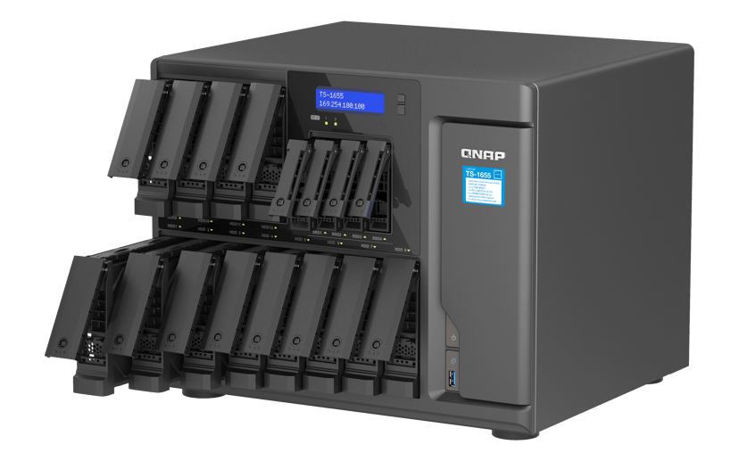 QNAP TS-1655 NAS Tower Intel Atom® C5125 8 GB DDR4 0 TB QNAP Turbo System Svart