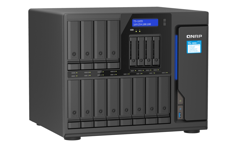 QNAP TS-1655 NAS Tower Intel Atom® C5125 8 GB DDR4 0 TB QNAP Turbo System Svart