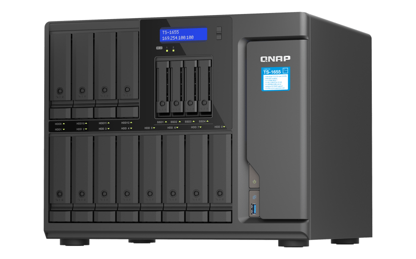 QNAP TS-1655 NAS Tower Intel Atom® C5125 8 GB DDR4 0 TB QNAP Turbo System Svart