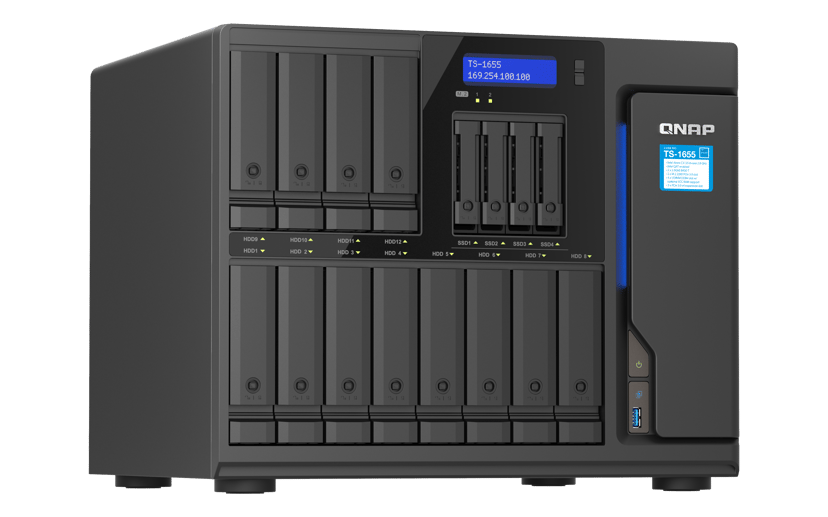 QNAP TS-1655 NAS Tower Intel Atom® C5125 8 GB DDR4 0 TB QNAP Turbo System Svart