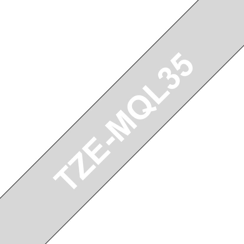 Brother Tape 12mm TZe-MQL35 Vit/Ljus Grå