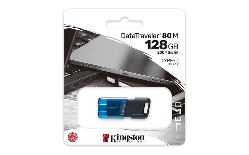Kingston DataTraveler 80 M 128GB USB Type-C Svart, Blå