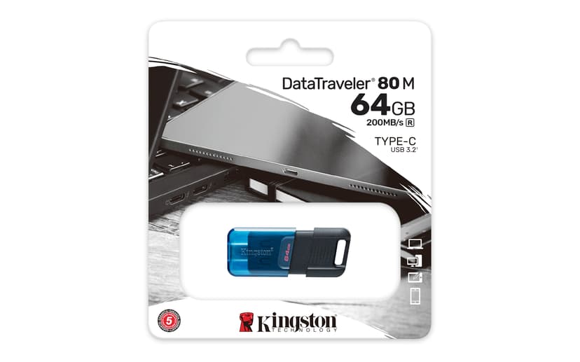 Kingston DataTraveler 80M 64GB USB Type-C Sort, Blå