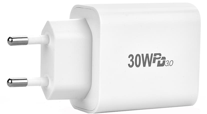 Cirafon Wall Charger 30W USB C+A Valkoinen