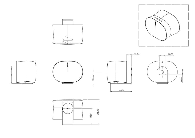 Multibrackets Väggfäste för Sonos ERA 300 (svart, singel)