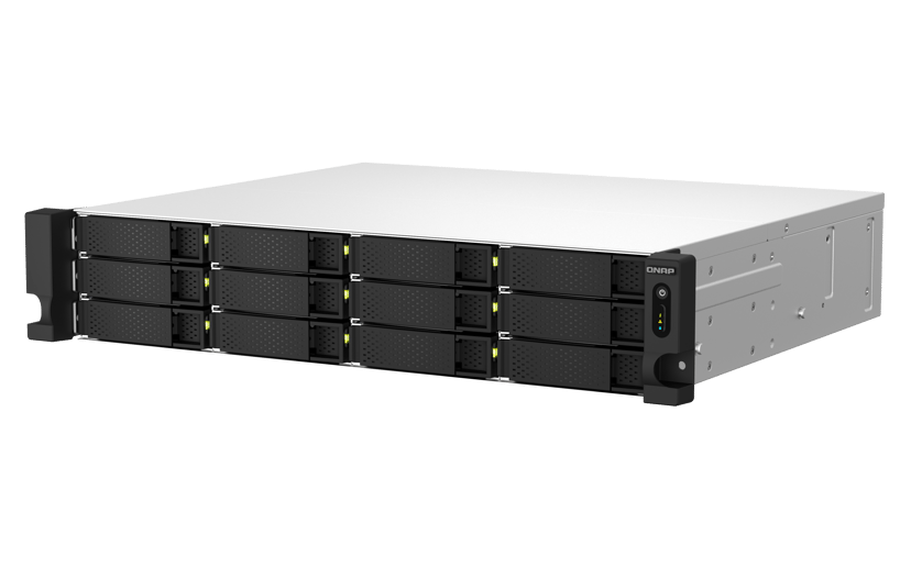 QNAP TS-1264U-RP NAS Rack (2U) Intel® Celeron® 8 GB DDR4 0 TB QNAP QTS Gjuten aluminium, Svart