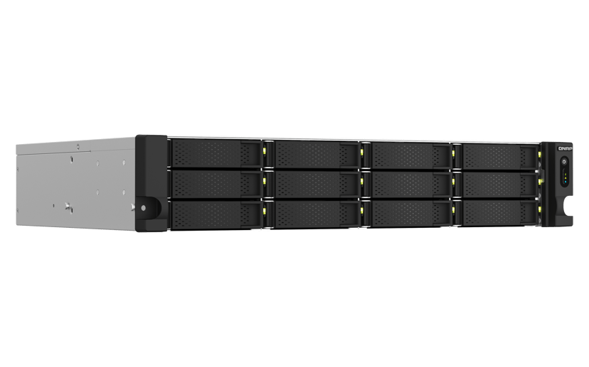 QNAP TS-1264U-RP NAS Rack (2U) Intel® Celeron® 8 GB DDR4 0 TB QNAP QTS Gjuten aluminium, Svart