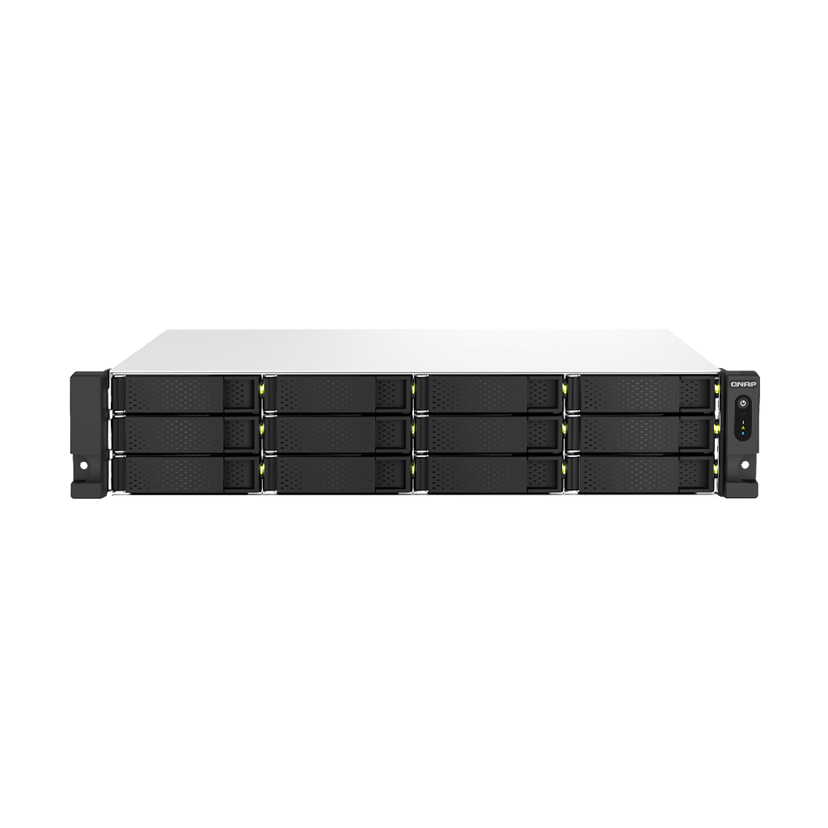 QNAP TS-1264U-RP NAS Rack (2U) Intel® Celeron® 8 GB DDR4 0 TB QNAP QTS Gjuten aluminium, Svart