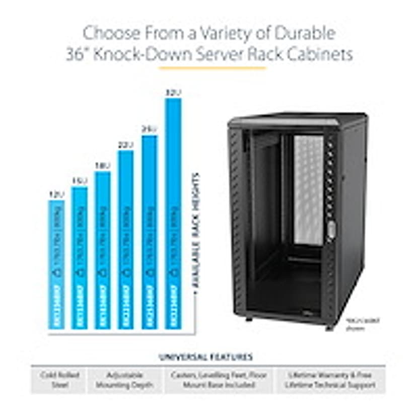 Startech 12U Knock-down serverrack met wielen