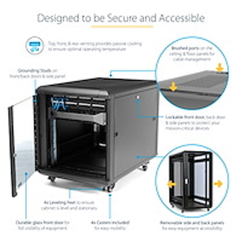 Startech 12U Knock-down serverrack met wielen
