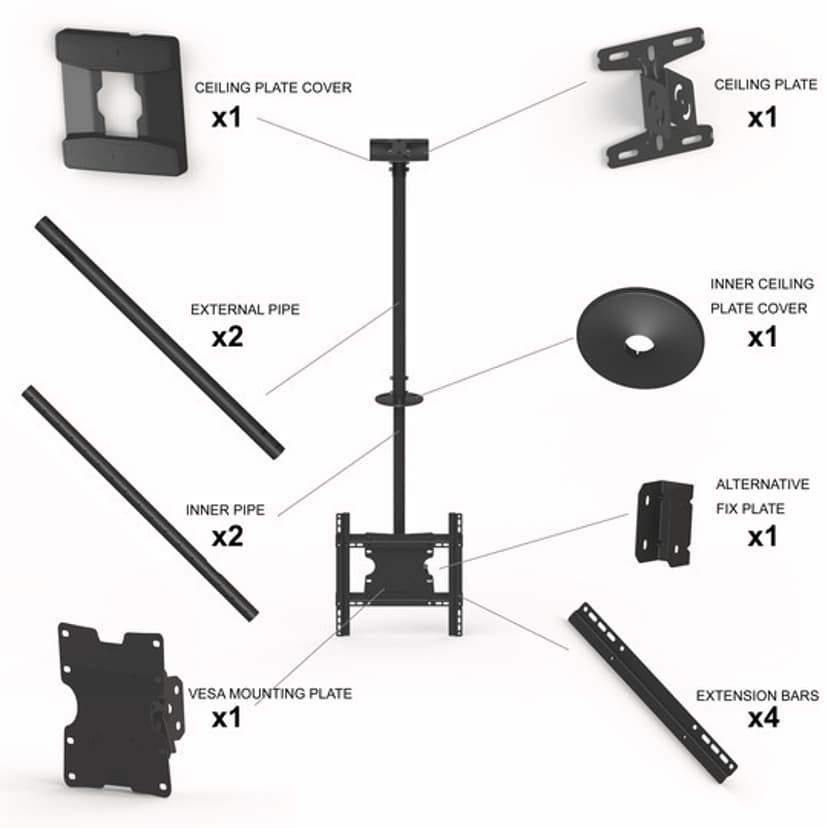 Multibrackets M Public Ceilingmount Medium Single