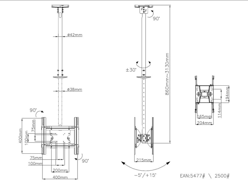 Multibrackets M Public Ceilingmount Medium Back to Back