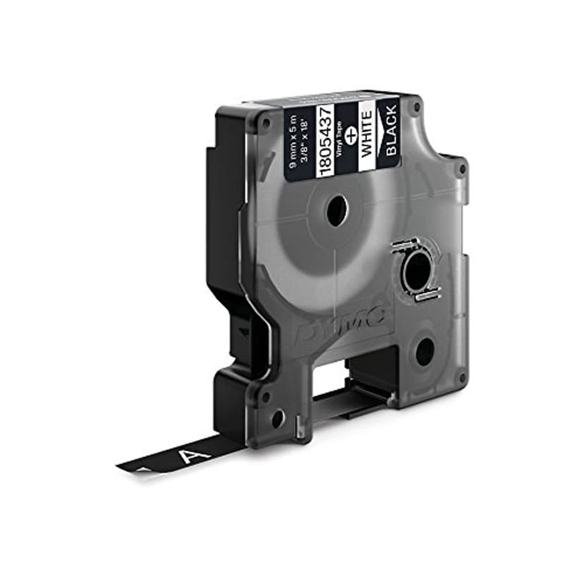 Dymo Tape RhinoPRO Permanent Vinyl 9mm Hvit/Svart