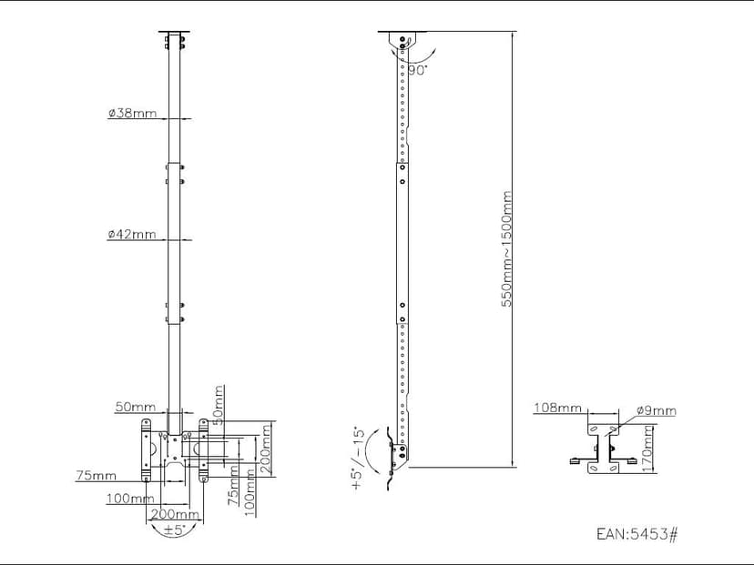Multibrackets m Public Ceilingmount Small Single