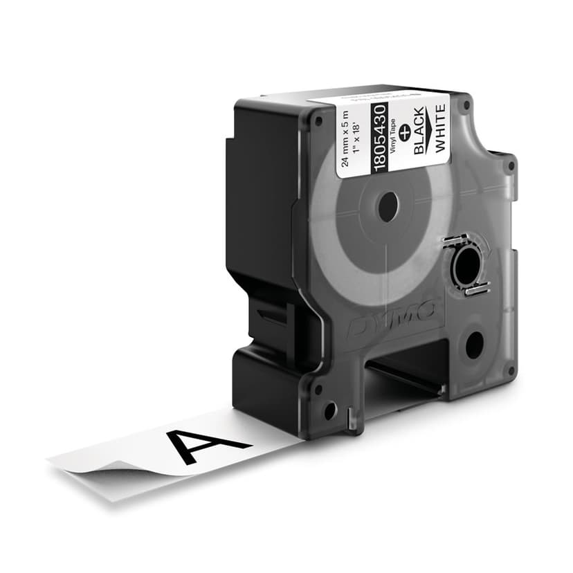 Dymo Tape RhinoPRO Permanent Vinyl 24mm Svart/Hvit