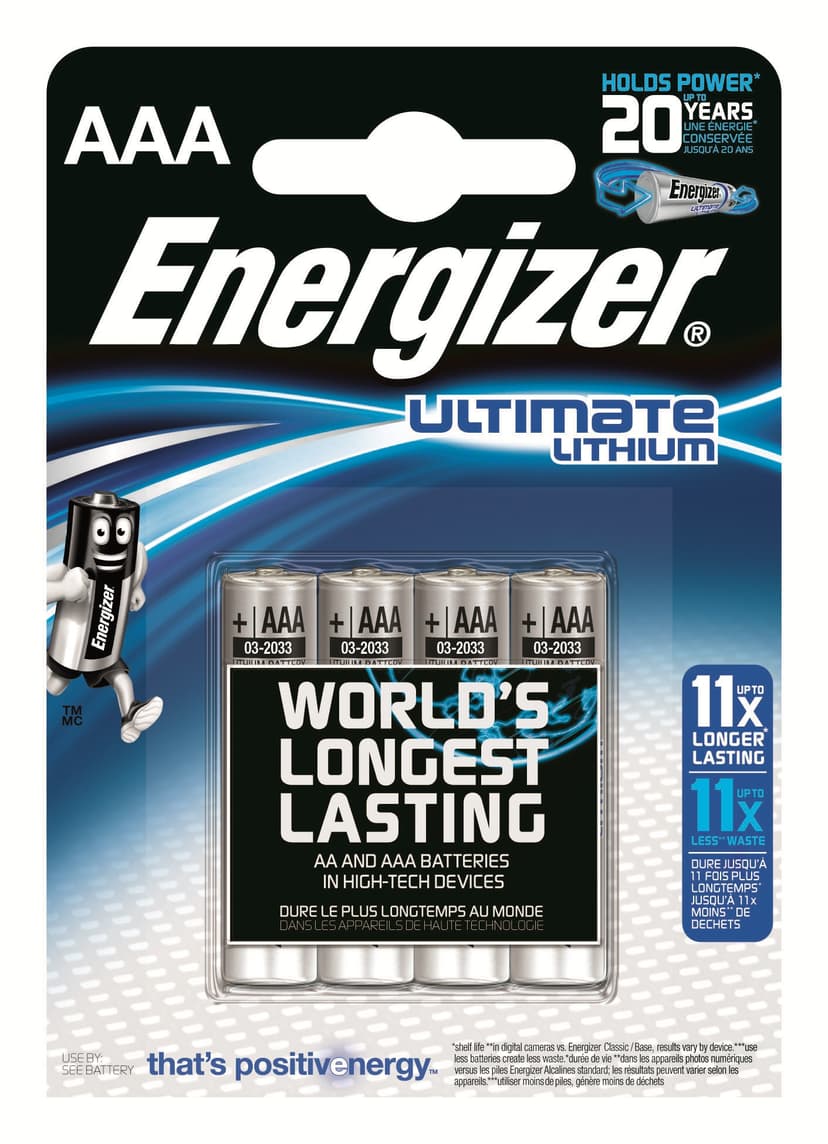 Energizer Batterij Ultimate Lithium AAA/LR03 4-Pack