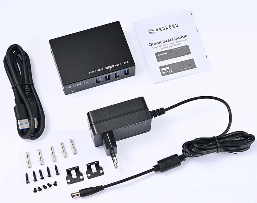 Prokord USB 3.0 Hub 4-Port Pro Metal USB 3.2 Gen 1 (3.1 Gen 1) Type-B USB 3.2 Gen 1 (3.1 Gen 1) Type-A