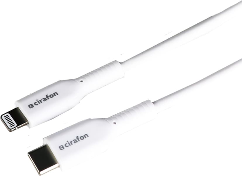 Cirafon USB-C til Lightning Hurtigladekabel – til iPhone/iPad 1.2m Hvid