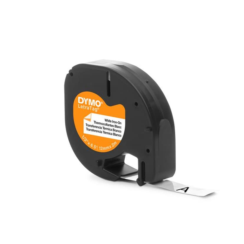 Dymo Tape LetraTag 12mm Stryk-På Svart/Hvit
