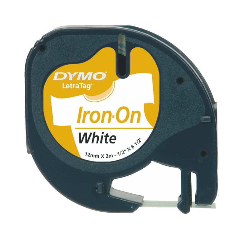 Dymo Tape LetraTag 12mm Stryk-På Svart/Hvit