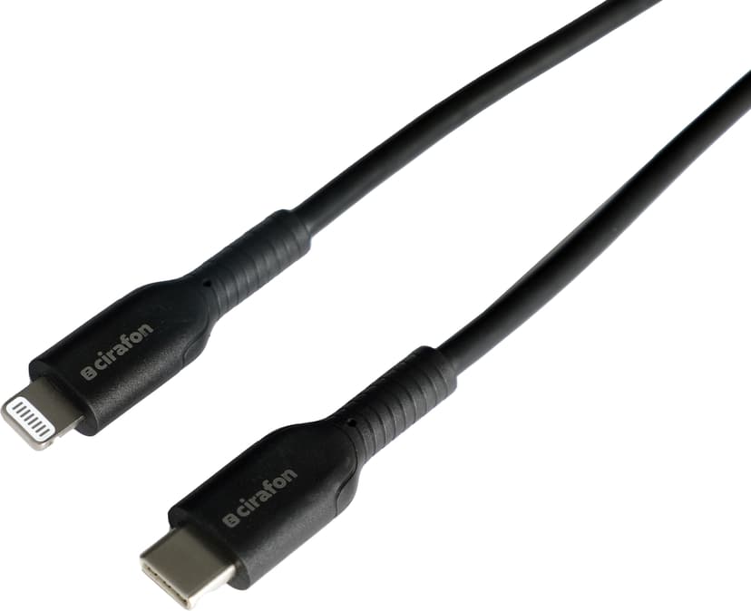Cirafon Sync/charge Cable USB-C To Lightning 0.5m Musta