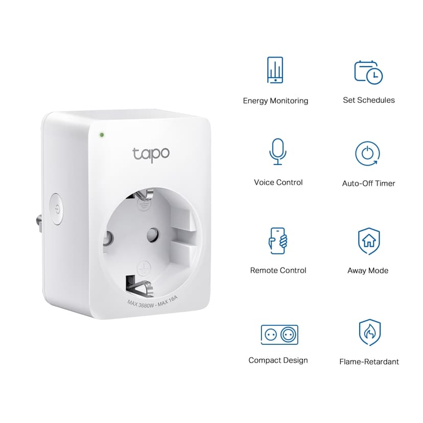 TP-Link Tapo P110 Smarta pluggar 3680 W Hem, Kontor Vit