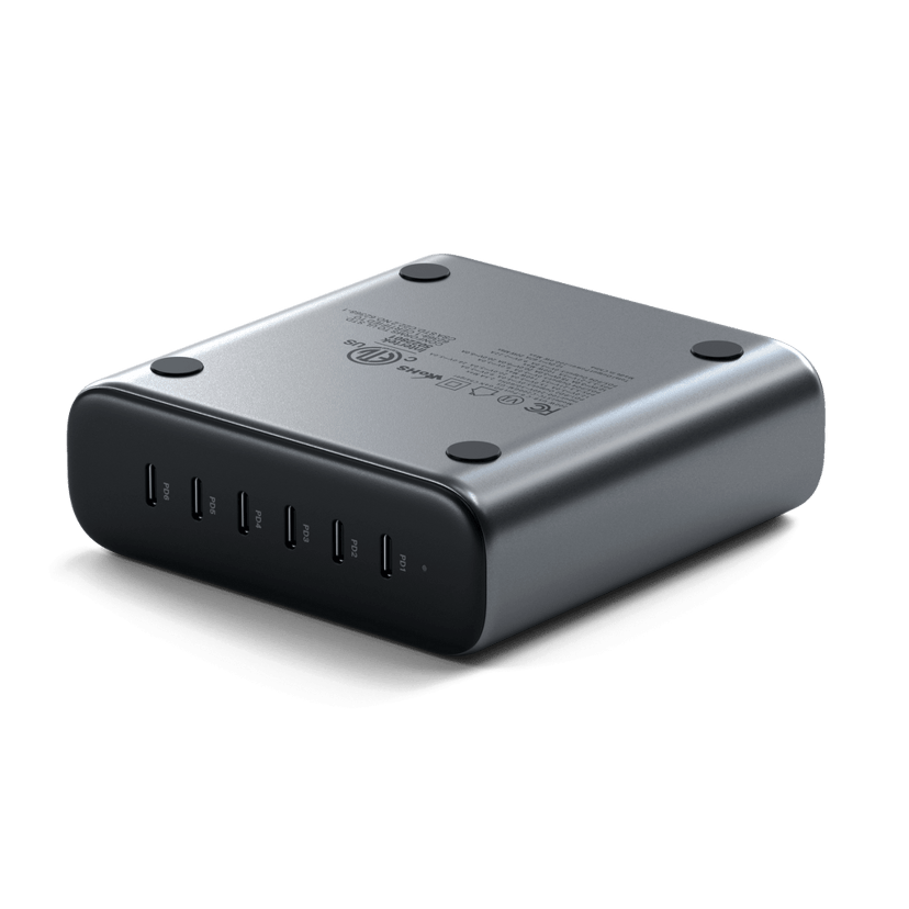Satechi 200W USB-C 6-port GaN charger Harmaa