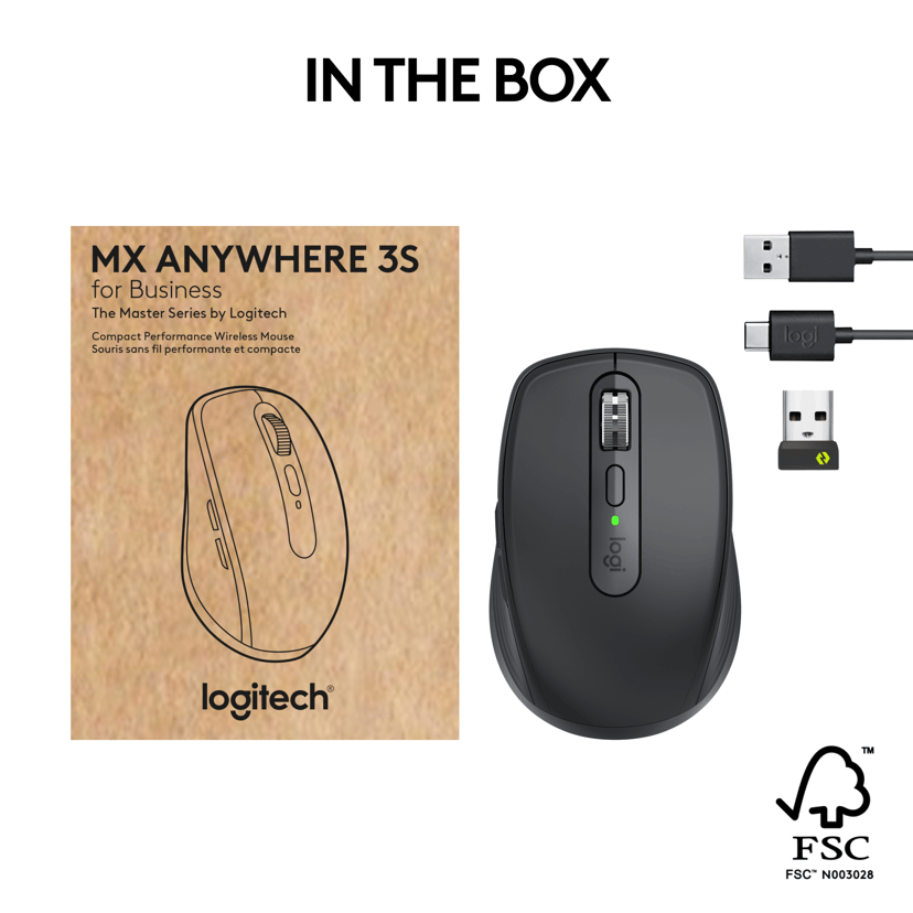 Logitech MX Anywhere 3S For Business RF trådløs + Bluetooth