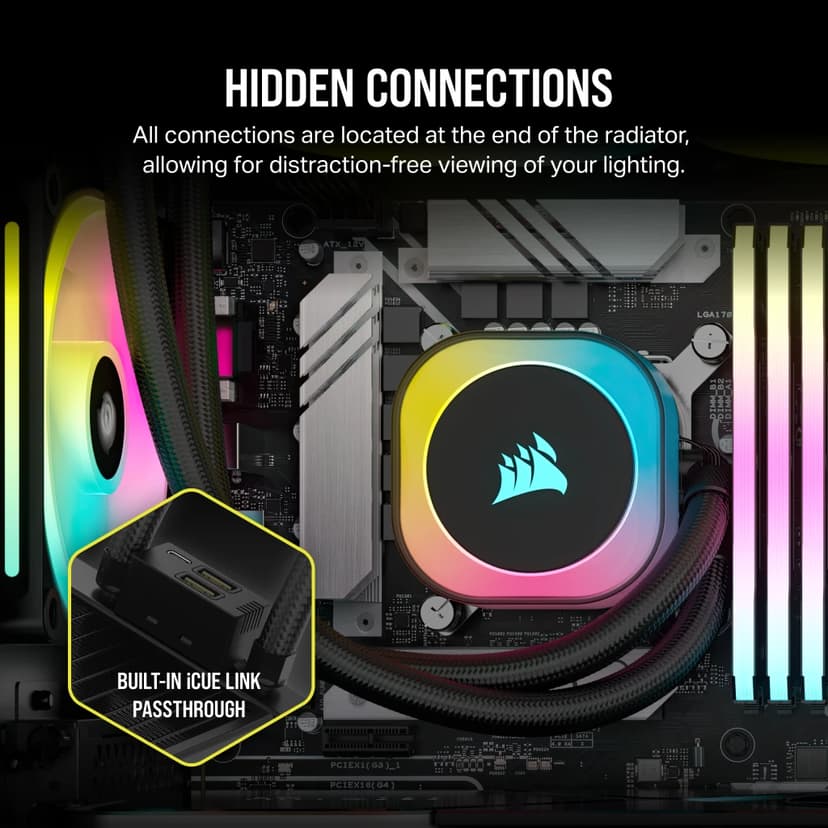 Corsair iCUE LINK H100i RGB Svart AiO vattenkylare Svart