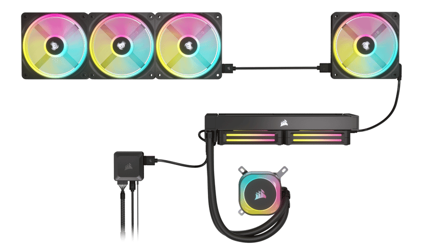 Corsair ICUE Link QX120 120MM MAG Dome RGB EXP KIT Ventilator Wit, Zwart
