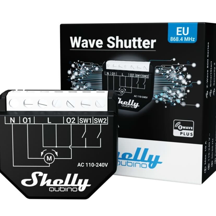 Shelly Qubino Wave Shutter elektrisk relé Sort