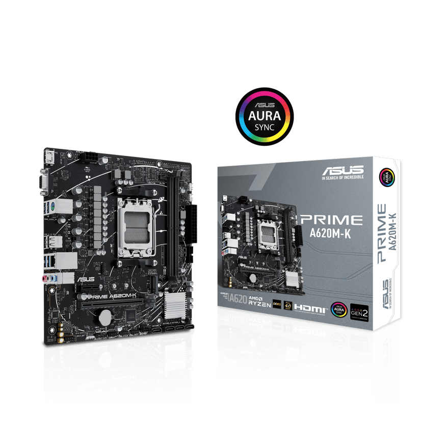 ASUS PRIME A620M-K AMD A620 Sokkel AM5 Micro ATX AM5 Micro-ATX Hovedkort