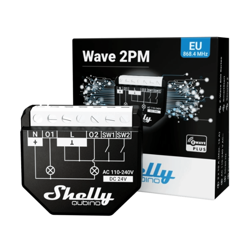 Shelly Qubino WAVE 2PM Slimme schakelaar Zwart