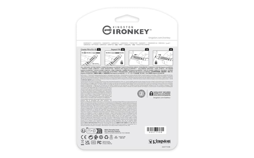 Kingston IronKey Keypad 200 256GB USB Type-C Sininen