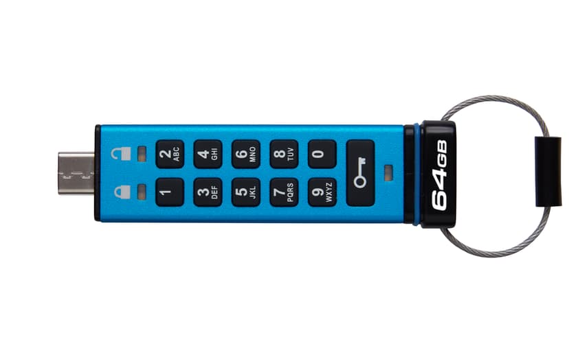 Kingston IronKey KeyPad 200 64GB USB-C Blå