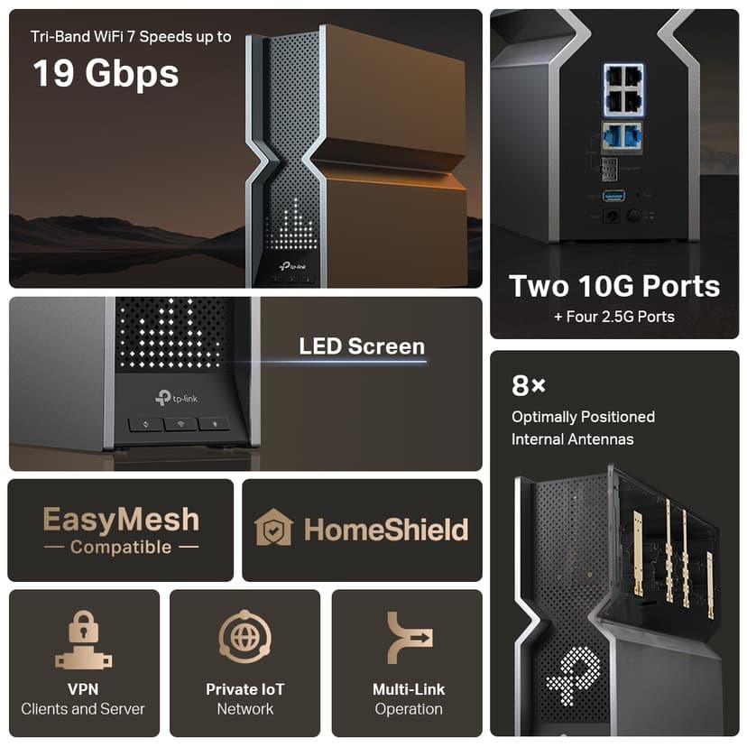 TP-Link Archer BE800 WiFi 7 Tri-Band Wireless Router