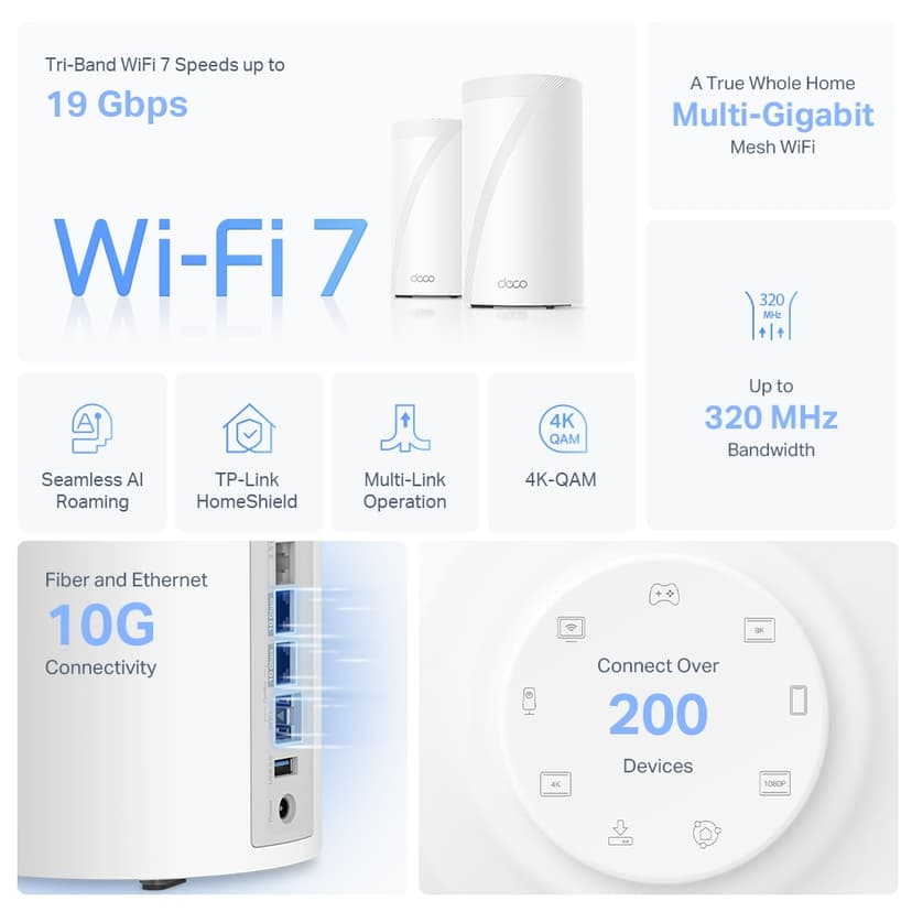 TP-Link Deco BE85 WiFi 7 Mesh System 1-Pack