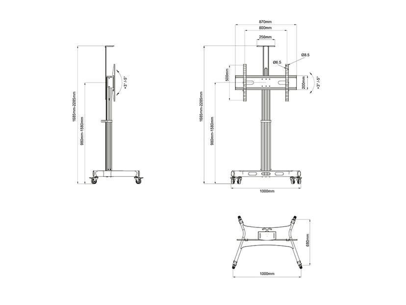 Multibrackets M Motor Publ Flrstd Singl Pillar 170 Hd 32-75"