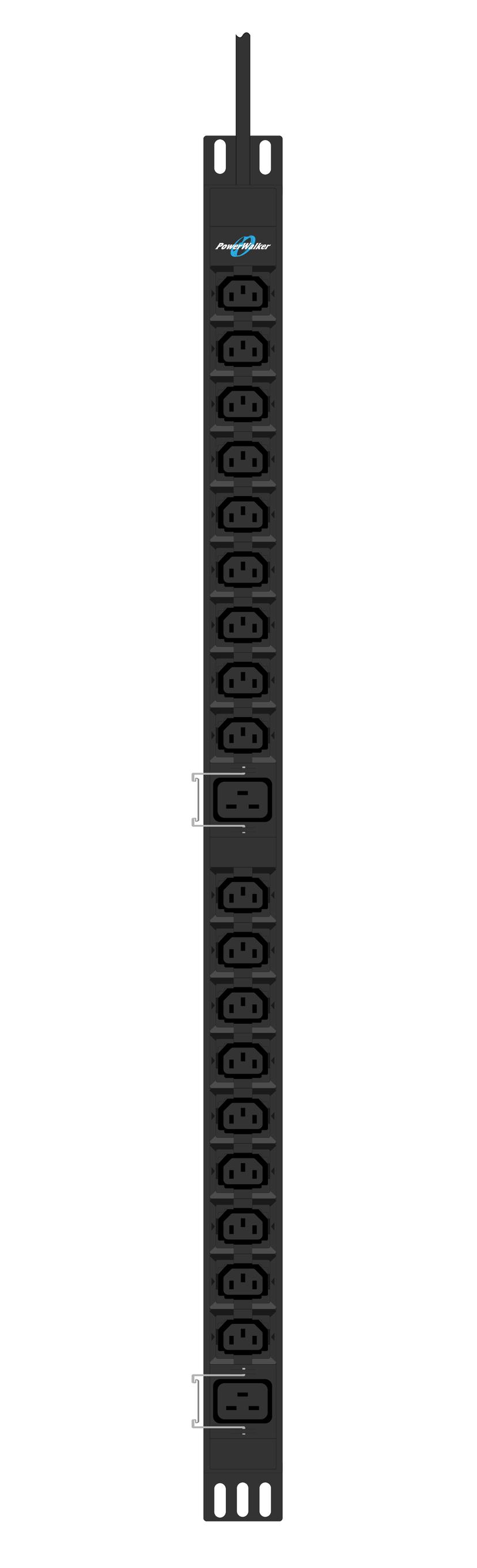 Powerwalker 10133024 strømdistribusjonsenhet (PDU) 20 AC-utganger 0U Sort