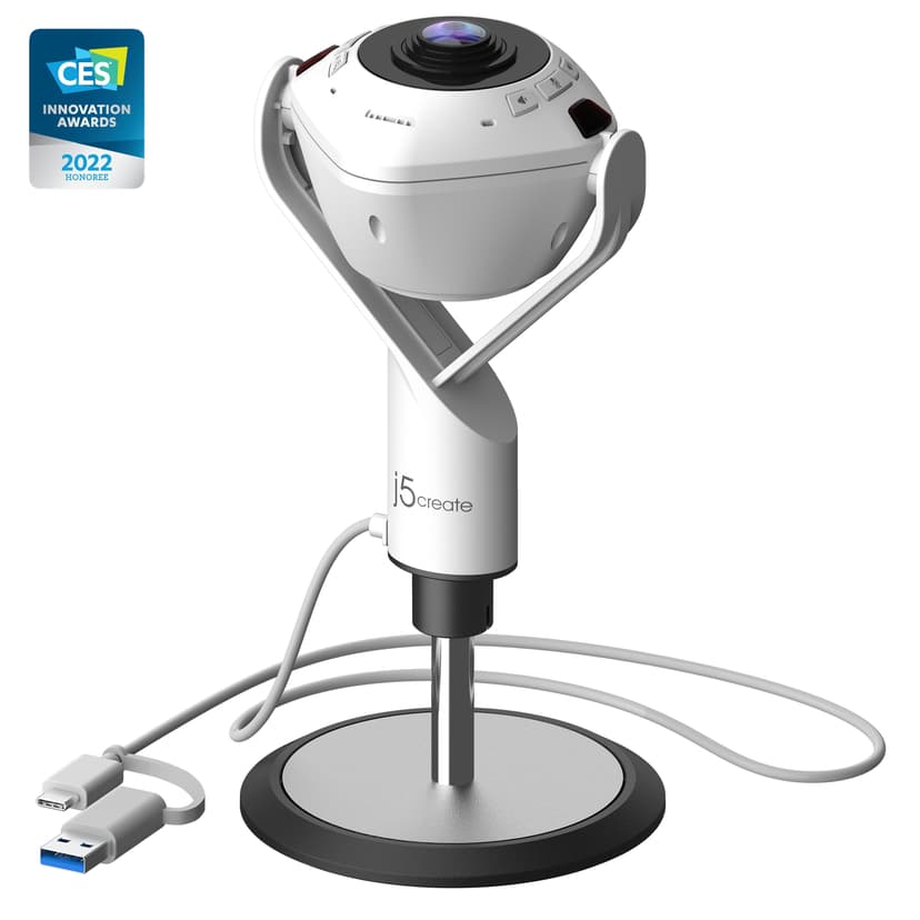 J5 Create JVU368-N 360° AI-driven webbkamera med högtalartelefon