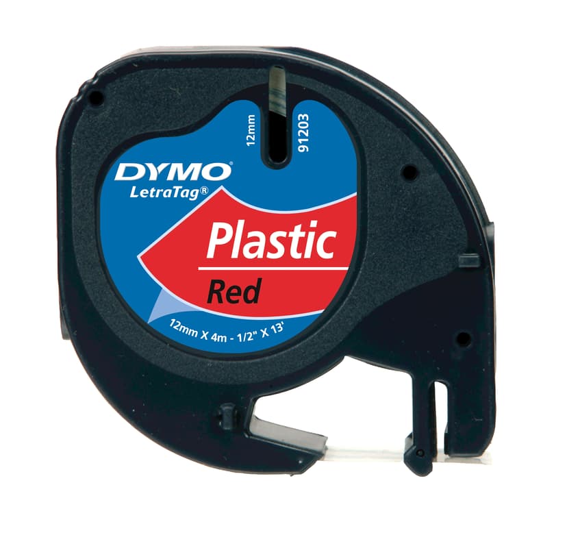 Dymo Tape LetraTag 12mm Muovi Musta/Punainen