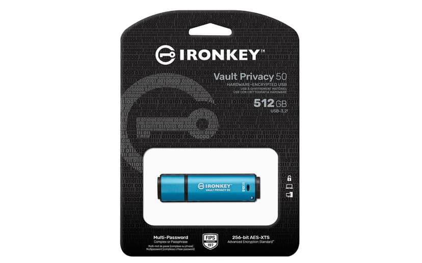 Kingston Ironkey Vault Privacy 50 512GB USB-A Svart, Blå