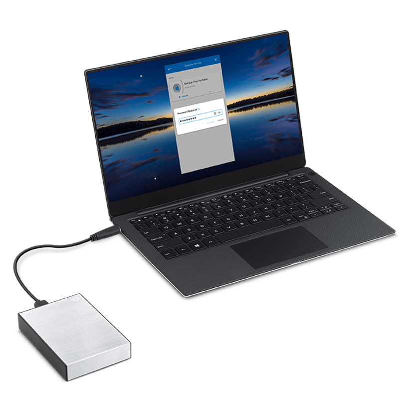 Seagate ONE Touch Portable Password 5TB Hopea, Musta